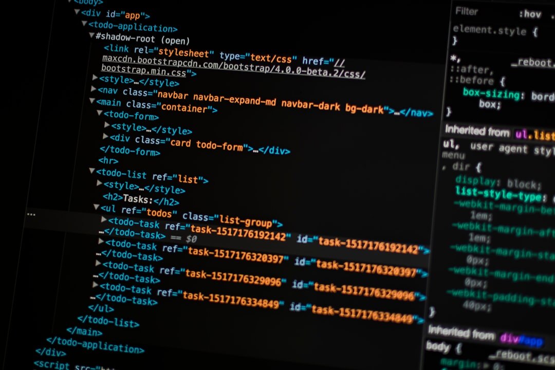 Software code on screen