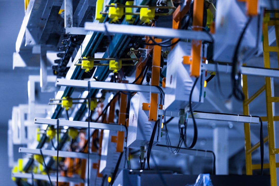 Industrial robot arm in factory